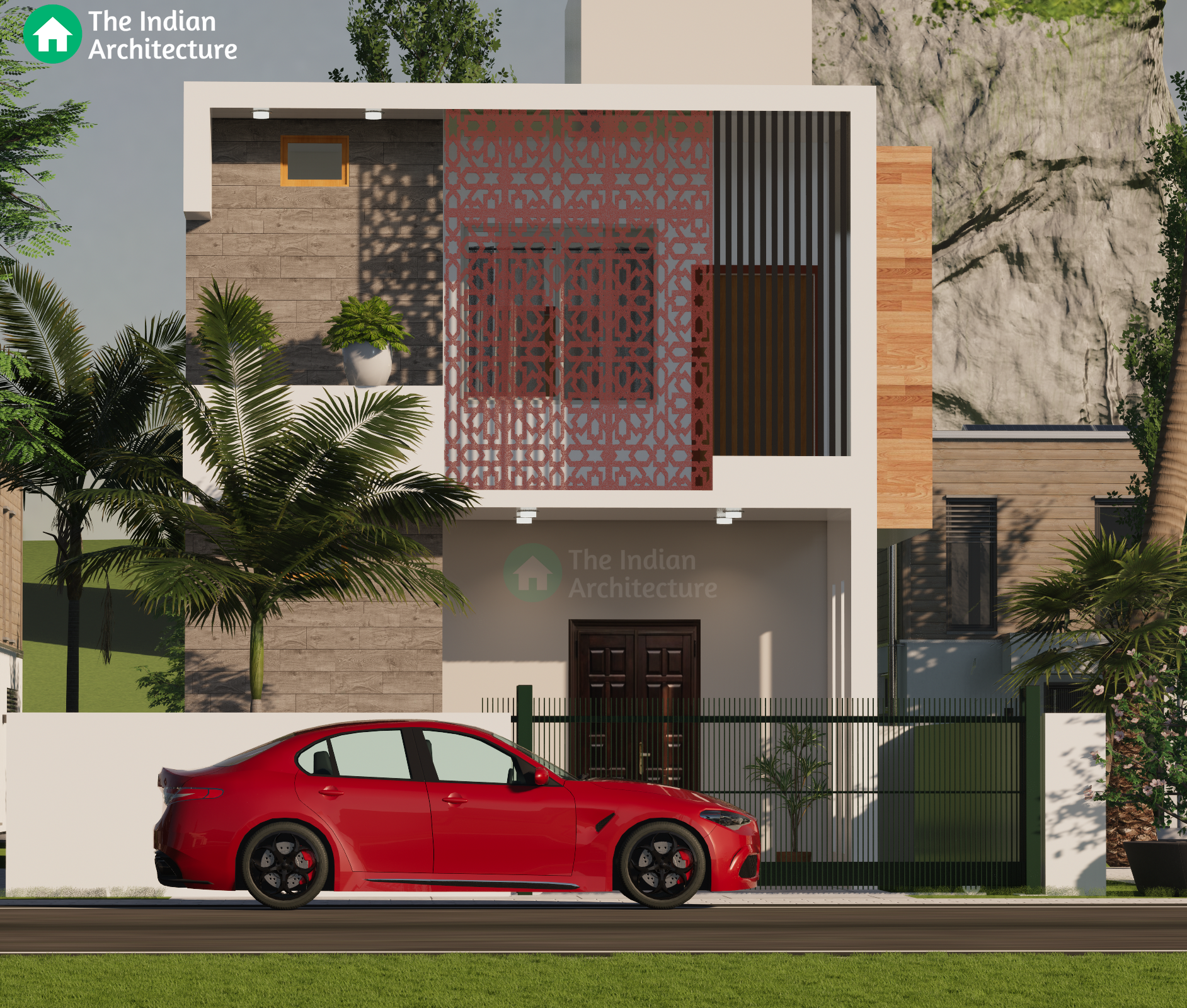 20x45 feet house design 3d render